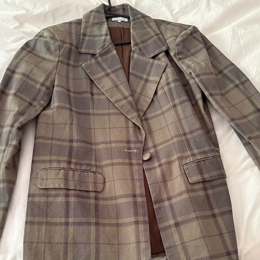 WeWoreWhat Brown Plaid Blazer
